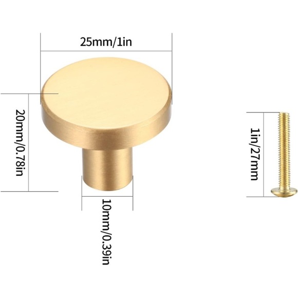 COPY - Solid Brass Round 1 1/8” Cabinet Pulls - Brushed Gold Finish (Qty. 12) - Picture 9 of 12